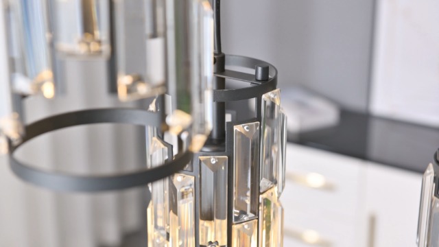 Image of LMQNINE Pendant Light, Black Modern Pendant Light Fixtures, Mini Crystal Chandeliers, Adjustable 5-Light Pendant Lighting for Kitchen Island Dinning Room Bedroom (Black 5-Light)