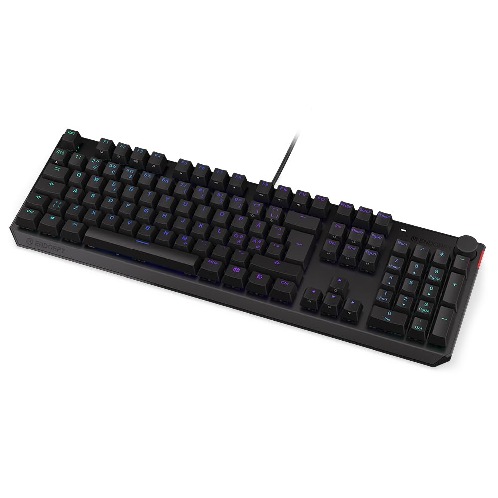 ENDORFY Thock NO Brown, przełącznik taktyczny Kailh Brown z klawiaturą mechaniczną, układ nordycki, nasadki klawiszy PBT, pokrętło kontroli głośności | EY5B009, czarny