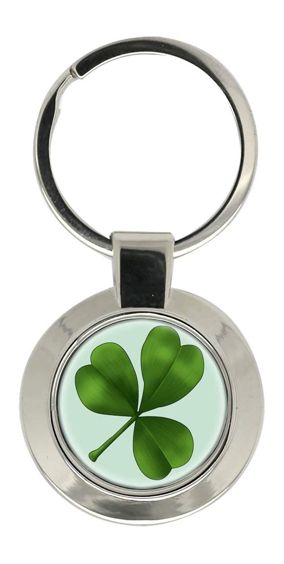 Giftshop Uk Unisex Silver Coloured Metal Lucky Irish Shamrock Metal Key Ring