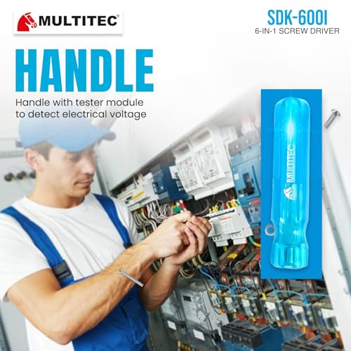 Image of MULTITEC Insulated Screwdriver Kits | Electrician Tool Set with Multibit Drivers & Carry Box | Heavy-Duty Electrical Maintenance Toolkit (SDK-600i)