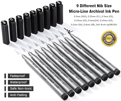 Brusarth B-8050 Precision Black Micro-Pen Fineliner Ink Pens thumb #1