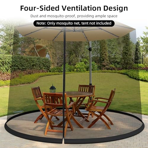 Patio Netting, 7-11ft Patio Umbrella Screen Umbrella Netting Balcony Net with Zipper Door and Adjustable Rope For Outdoor Umbrellas and Patio Tables (940CM BR)
