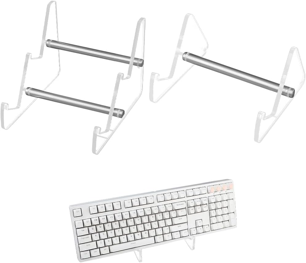 CRASPIRE 2 Style Acrylic Keyboard Display Stand 2-Tier Portable Keyboard Display Shelf 1-Tier Transparent Display Keyboard Holder Removable Keyboard Storage Holder for Home Office Study