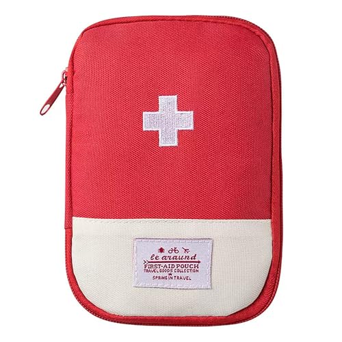 Image of First Aid Bag,Empty First Aid Pouch,Mini Portable Medical Bag for Outdoor Camping Hiking Travel Emergency,Multifunction Emergency Medicine Storage Bag-7x5 inch (Red, 3)