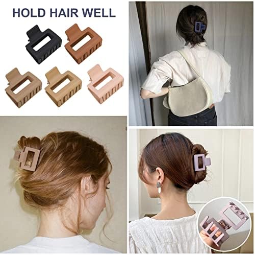 Firtink 8 Pcs Medium Hair Claw Clips for Women Girls, 2" Square Non-slip Hair Clip Matte Hair Claws Colourful Strong Hold Jaw Clips for Thin/Medium/Thick Hair Accessories