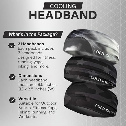 Image of COLD FACTOR Cooling Headband for Women and Men - UPF 50+ Advanced Evaporative Comfort, Instant Cooling Sweatband for Outdoor Sports, Fitness, Yoga, Hiking, Running, and Workout