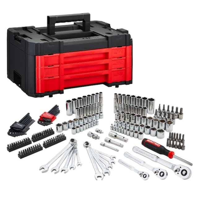VERSASTACK 242-Piece Mechanics Tool Set, SAE & Metric, 1/4, 3/8 & 1/2 in Low-Profile Ratc…