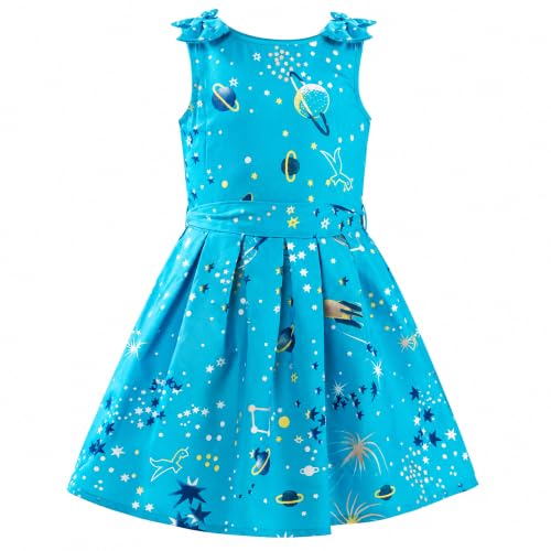 Image of Miss Lavish London Kid Dress for Girls, Shoulder Bow Printed Party Dress, Summer Dress for Girls, Kids Printed Dress for Birthday, Vacation, Wedding & Festival Girls Dresses