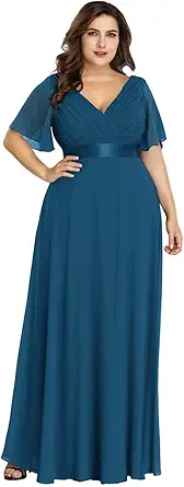 Women's Plus Size Double V-Neck Evening Party Maxi Dress 09890