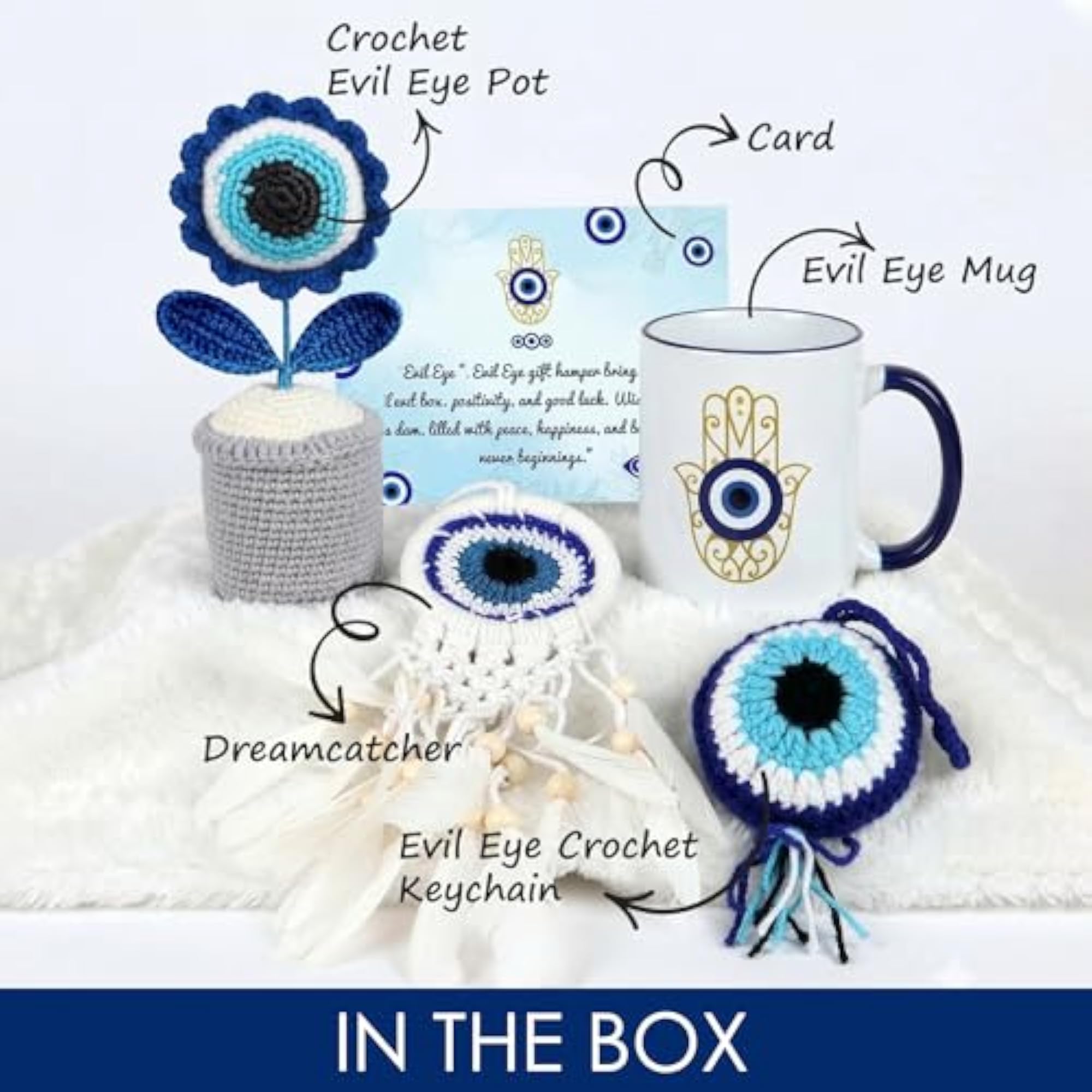 Evil Eye Gift Hamper Set with Handmade Crochet Items