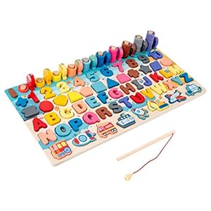 Montessori Toys Nummer Puzzel – Hout Math Vorm Puzzel Vissen Game Kleur Sorteren Preschool Stacking Blokken Voor Peuzels…