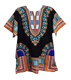 Dashiki Shirt Men's Dashiki African Shirt Large Size Several Colors (Blak and Orange)