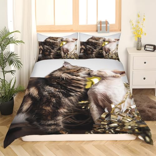Housse de couette chat 200x200 en microfibre douce avec fermeture éclair