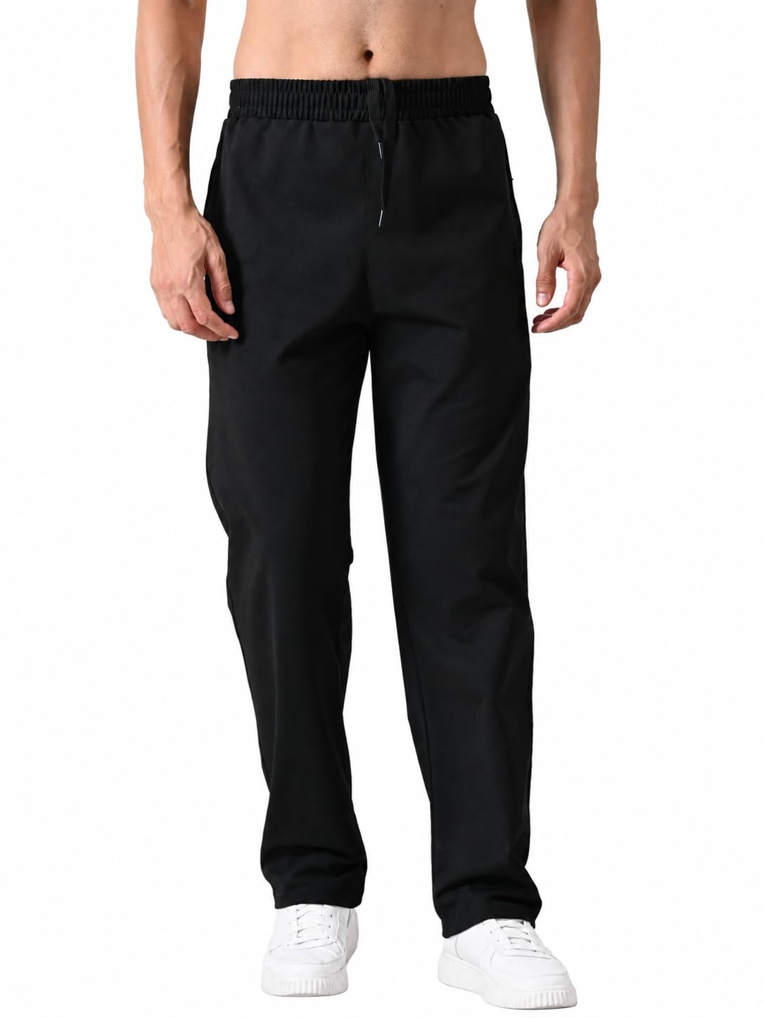 FITINC Men's Lifestyle Trackpant | Cotton Rich Premium Fabric | Straight Fit | Zipper Pockets | Casual Travel & Everyday Wear-picture-31