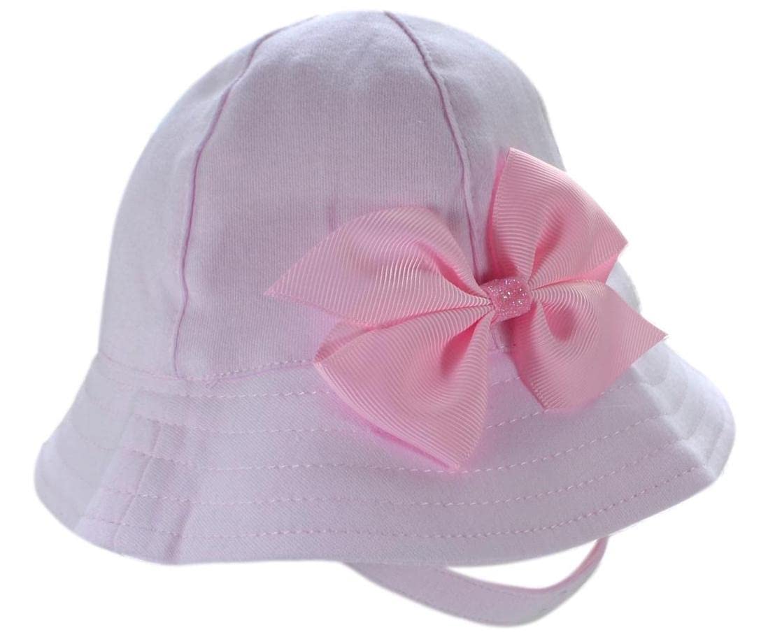 Baby Girl Pink Cotton Sun Hat with Pinwheel Bow