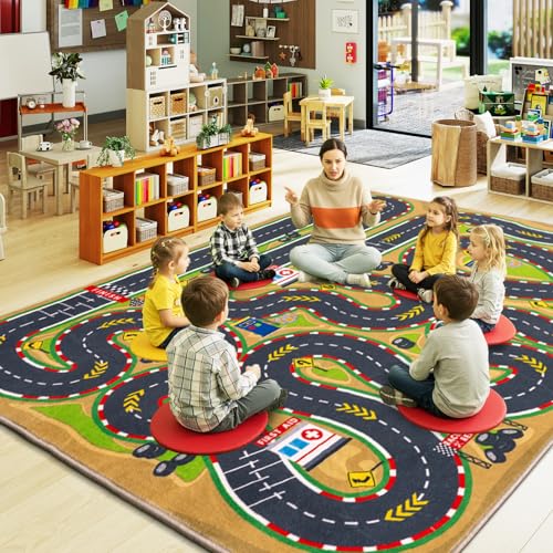 Tapis de course de voiture lavable en machine pour jeu éducatif