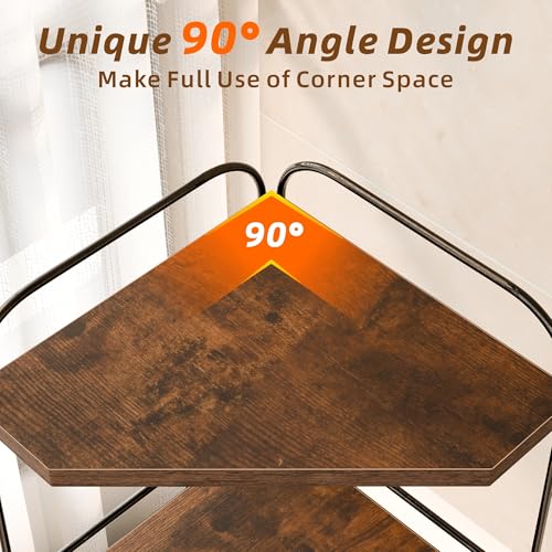 Image of Corner Bathroom Counter Organizer, 3-Tier Wood Countertop Organizer for Perfume, Makeup Storage, Skincare Organizers for Vanity, Counter Corner Shelf for Kitchen, Bathroom, Dresser (Rustic Brown)