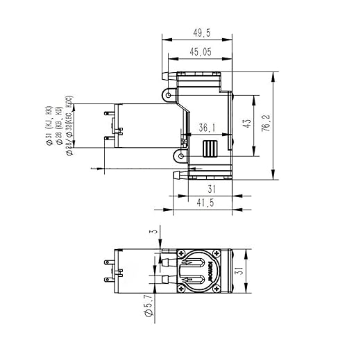 Miniatura 4 de Kamoer HLVP8 mini bomba de vacío 12V dc bomba de aire conexión paralela con motor sin escobillas Super alta percisión bomba de diafragma alto flujo