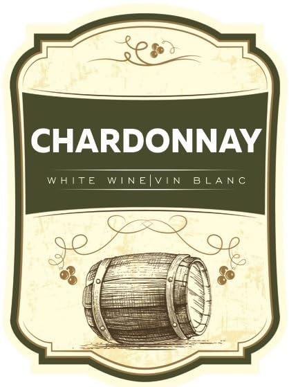 Hobby HomebrewCHARDONNAY Wine Bottle Labels Pack of 30 Maroon Old Wooden Barrel Design Die Cut Full Color Self-Adhesive Easy Peel Labels from HJL Designs LTD, 1