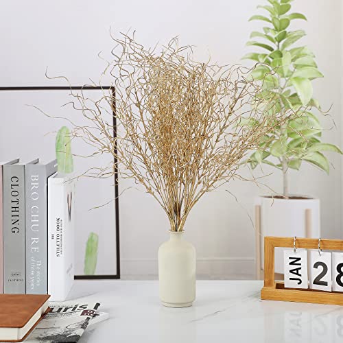 Firlar 5 Pcs Gold Sparkle Curly Ting Branch, 21In Glitter Ting Vase Filler Wedding Bouquet Artificial Floral Flower Stub Stem For Diy Bride Bouquet, Wedding Party Table Centerpiece Decor #TOP1