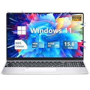 DARYUKUM 15.6″ Laptop with 16GB RAM 512GB SSD, Laptop Computer with 12th Gen N95 Processor, FHD IPS 1920 * 1080 Screen, Windows 11 Laptop with Backlit Keyboard and Fingerprint Unlock, USB3.0+BT4.2