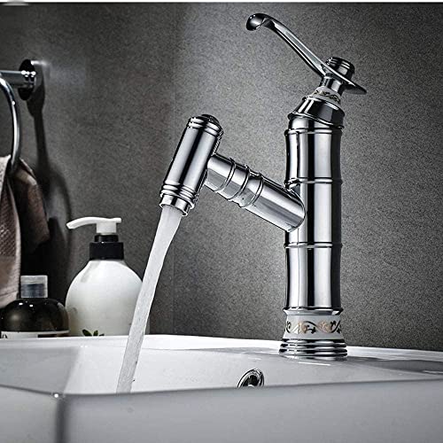 Robinet mitigeur à levier unique en laiton antique style rétro pour vasque