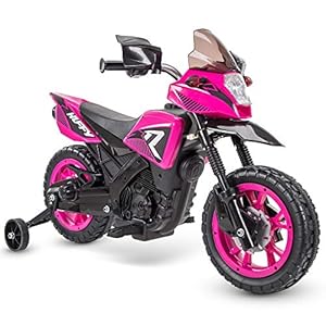 Huffy Ride on Motorcycle for Kids, Ideal for Ages 2-5 Years Old, 6V Ride On Motorcycle, Training Wheels, Realistic Engine Sounds, Simple Wall Charger, Max Weight 65lbs, 2 MPH, Pink