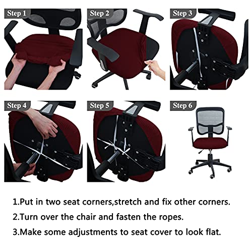 Image of FORCHEER Office Desk Chair Seat Cover 18inch 1 Piece Water Resistant Stretch Computer Chair Seat Cushion Slipcover Washable-Burgandy
