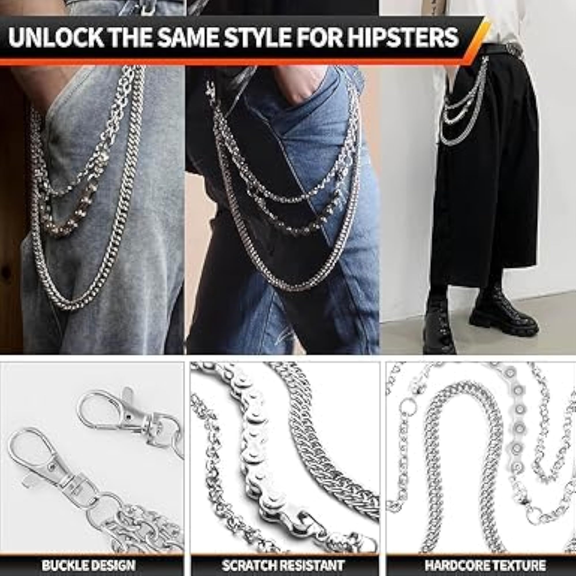 Men's Stainless Steel Wallet Chain Accessory