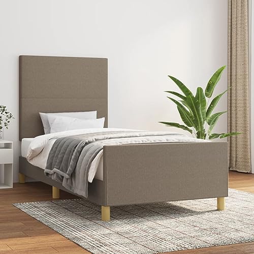 QJBSAVVA Taupe Single Bed Frame 100x200 cm Modernes Stoff-Polsterbett mit höhenverstellbarem Kopfteil Robuste Lärchenholz-Konstruktion & atmungsaktivem Polyester für Jugendzimmer Gästezimmer QJBSAVVA Taupe Single Bed Frame 100x200 cm Modernes Stoff-Polsterbett mit höhenverstellbarem Kopfteil Robuste Lärchenholz-Konstruktion & atmungsaktivem Polyester für Jugendzimmer Gästezimmer