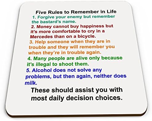 Five Rules to Remember in Life zabawna nowość błyszcząca podkładka pod kubek