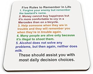 Five Rules to Remember in Life zabawna nowość błyszcząca podkładka pod kubek