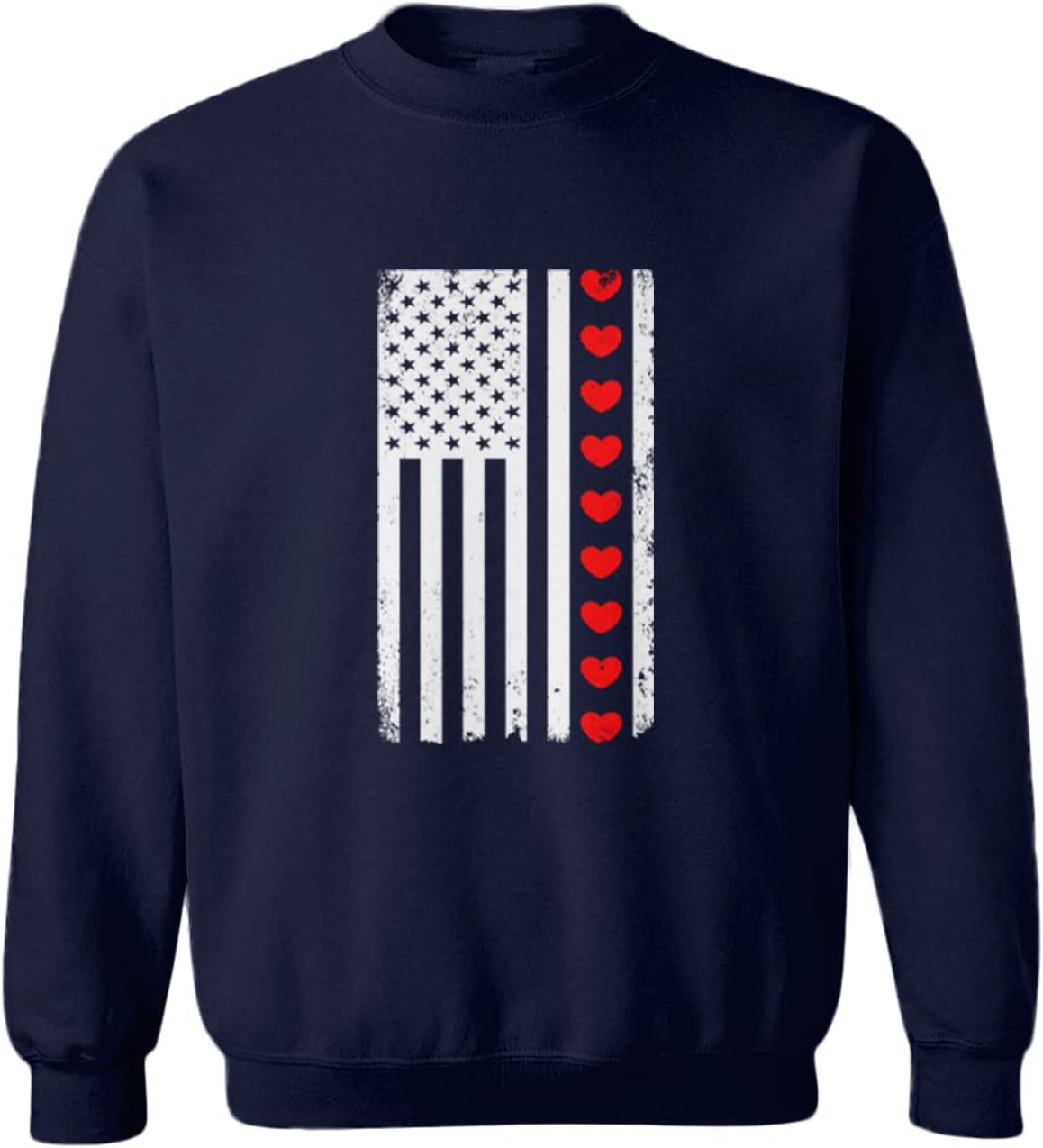 Tcombo White American Flag with Hearts Stripe - Toddler Fleece Crewneck Sweater