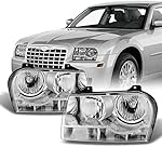 AKKON - For Chrysler 300 OE Replacement Chrome Halogen Type Headlights Driver/Passenger Head Lamps Pair New