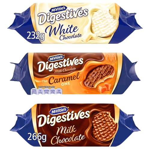 Digestive Biscuits Bundle With White Chocolate Digestive Biscuits 232g and Caramel Digestive Biscuits 250g and Milk Chocolate Digestive 266g (Pack of 3)