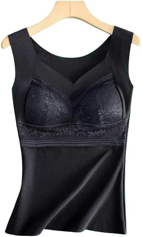 Women's Thermal Vest Plus Size Women's Underwear Tops with Bra Pads Slim Fit Seamless Warm Vest