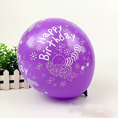 50Pcs 12Inch Latex Happy Birthday Balloons Party Beautiful Flowers Printed Birthday Balloon Decoration Multicolor (Birthday) #TOP4