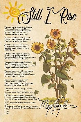 HOUVSSEN Poetry Poster, Maya Angelou Poetry, Inspirational Poster, Feminism, Still Like Air, Vintage Metal Tin Sign Cave Indoor Outdoor Home Wall Decor Art Gift 6 X 8 Inch Tin Sign Sign