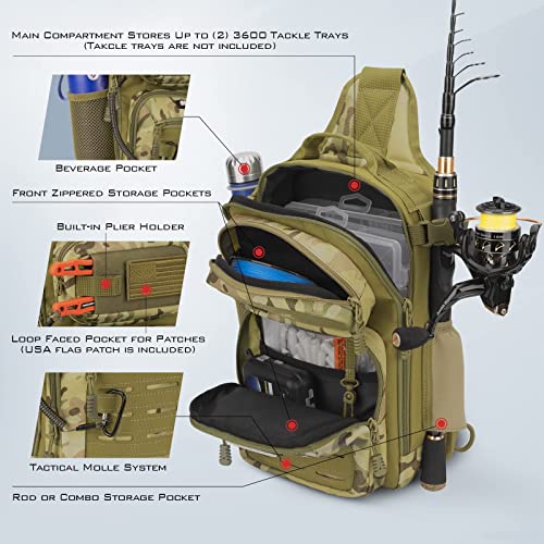 Kastking Blowbak Tactical Fishing Sling Tackle Storage Bag – Lightweight Sling Fishing Backpack - Sling Tool Bag For Fishing Hiking Hunting Camping,Prym1 Sand Storm #TOP4