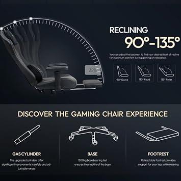 Dowinx LS-665TE0D Gaming Chair with Heated Massage Lumbar Support,Ergonomic Computer Chair with Pocket Spring Cushion,Reclining Game Chair with Adjustable Padded Armrests and Footrest,Black-Green
