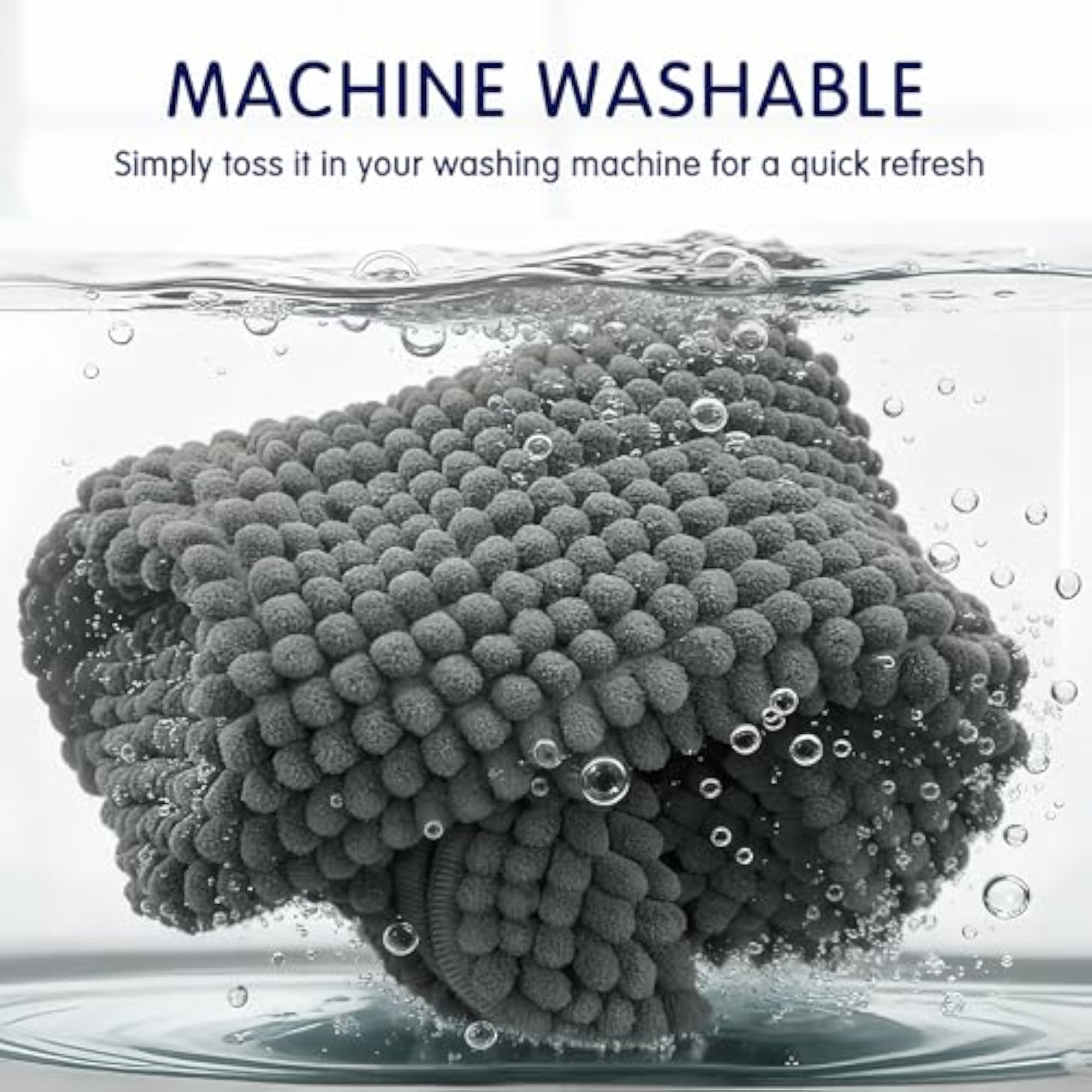 Chenille Short Plush Bath Mat, Non-Slip, Gray