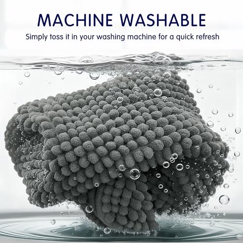 SUBRTEX Bathroom Rugs Chenille Bath Rug Soft Short Plush Bath Mat Soft Shower Mat Water Absorbent Shower Mat Quick Dry Machine Washable(Gray,16" x 24")