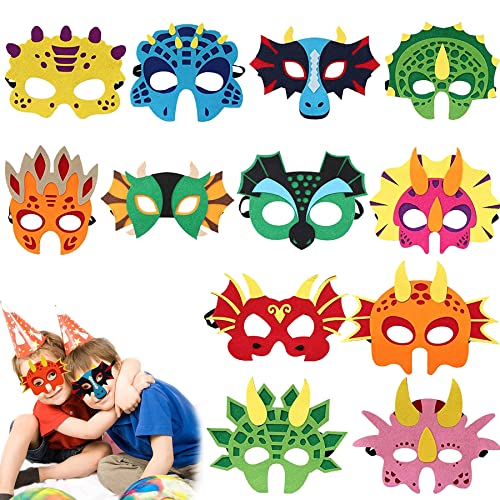 12 máscaras de dinosaurio de fieltro,máscaras de fieltro,máscaras para cosplay,fiestas de cumpleaños,fiestas de disfraces,máscaras de personaje, máscaras para máscaras, Halloween,disfraces