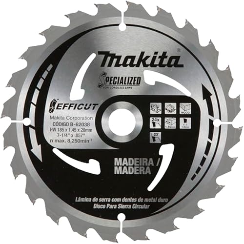 Makita B-61656 7-1/4" 24T Carbide-Tipped Max Efficiency Circular Saw Blade, Framing
