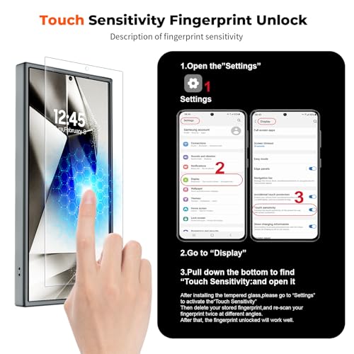 Image of SUPFINE Magnetic for Samsung Galaxy S24 Ultra Case with Screen Protector, (Built-in Magnets) (Military Grade Drop Protection) Slim Translucent Shockproof Phone Case,Titanium Gray