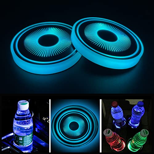Led Cup Holder Lights For All Models, 2Pcs Led Car Coasterss With 7 Colors Luminescent Light Cup Pad, Usb Charging Cup Mat For Drink Coaster Accessories Interior Decoration Atmosphere Light. #TOP1