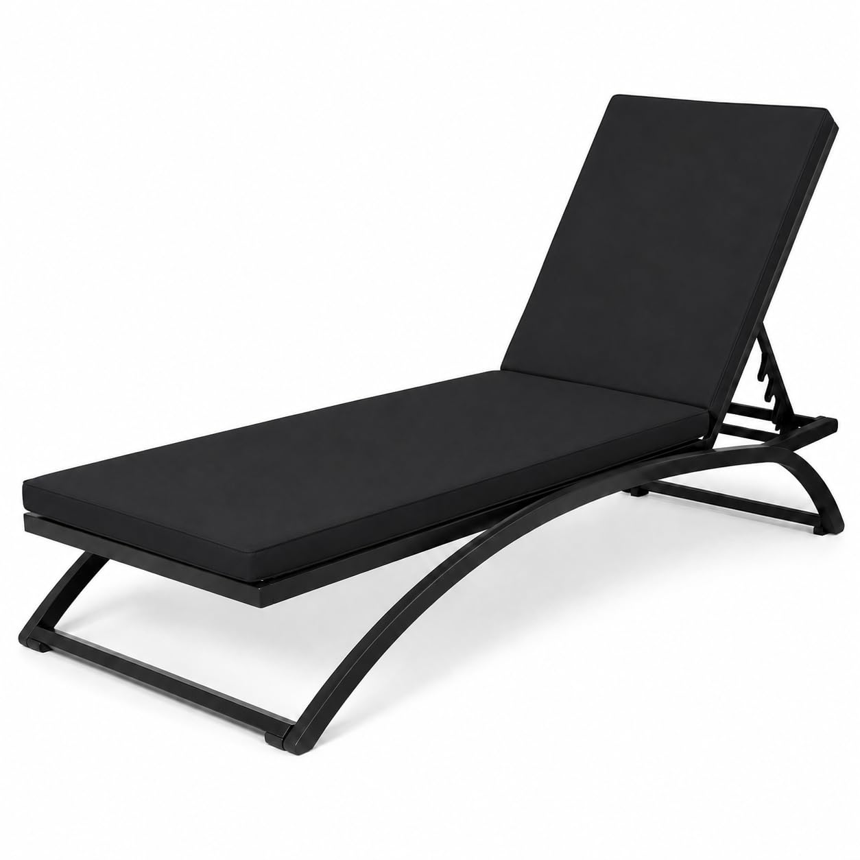 KOZZE FAB Sun Lounger Cushion Pad, Foldable Water Resistant Outdoor Sunbed Mattress, Non Slip Foam Reclining Chair Seat Pad, Washable Removable Zip Cover, For Garden Patio Poolside Indoor, Black