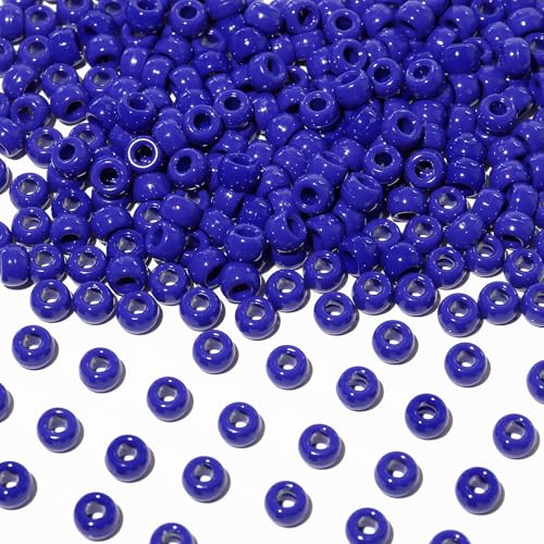 Richbunnys 1000Pcs Multi-Colored Plastic Pony Beads Bulk for Craft 6 * 9mm Assorted Colors Hair Beads Including Black red Blue White for Bracelets Making Kandi CharmsNavy