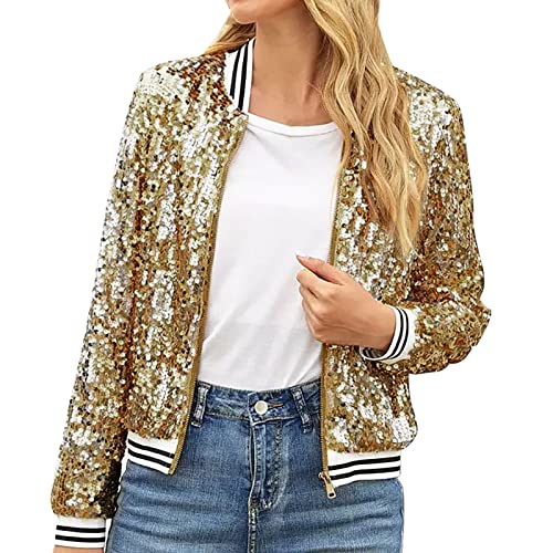 Vêtement d'extérieur pour femme veste à paillettes manches longues chic
