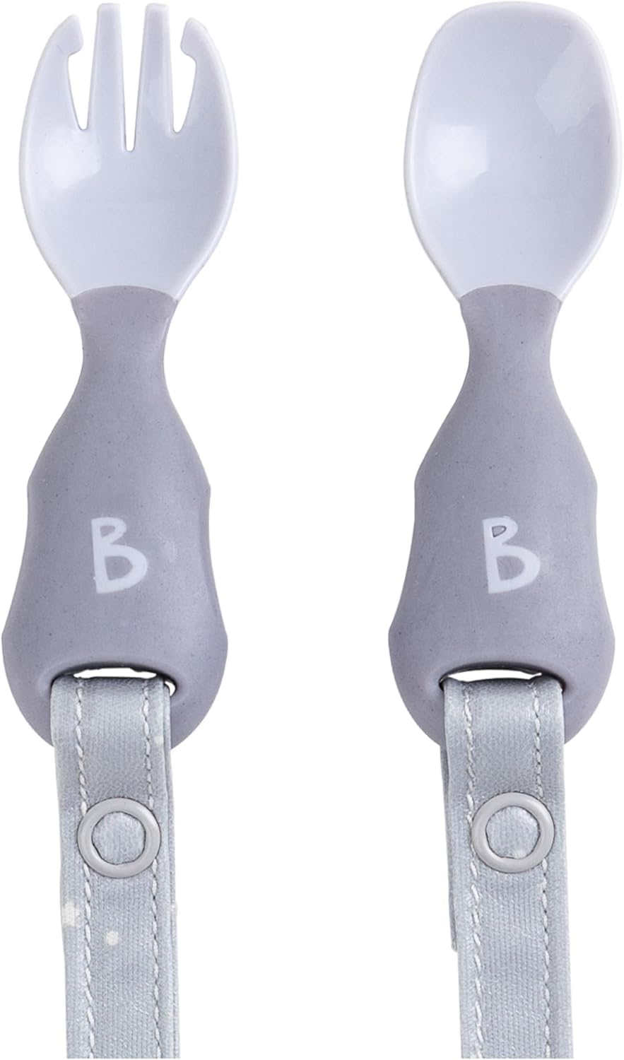 Bibado - Handi Cutlery Set (Mist) - Toddler Cutlery Weaning Set - Baby Spoons & Forks - Use with Coverall Bibs - Detachable Straps - Dishwasher Safe, BPA Free - Baby Essentials - 6 Months to 24 Months